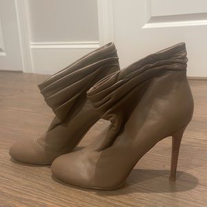 Coffee color leather slouchy ankle boots size 8